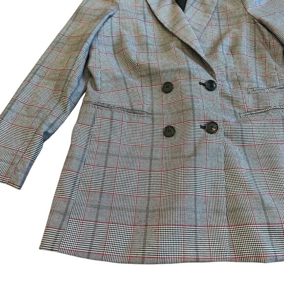 Walter Baker Plaid Long Length Oversized Blazer Jacket Black Button Size Large - Picture 4 of 12